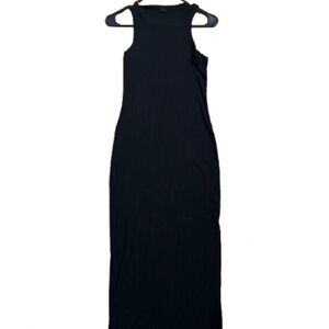 Ribbed Black Sleeveless Maxi Dress